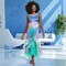 Ariel Mermaid Deluxe Costume Dress with Scaled Print and Flowing Fin Ruffles
